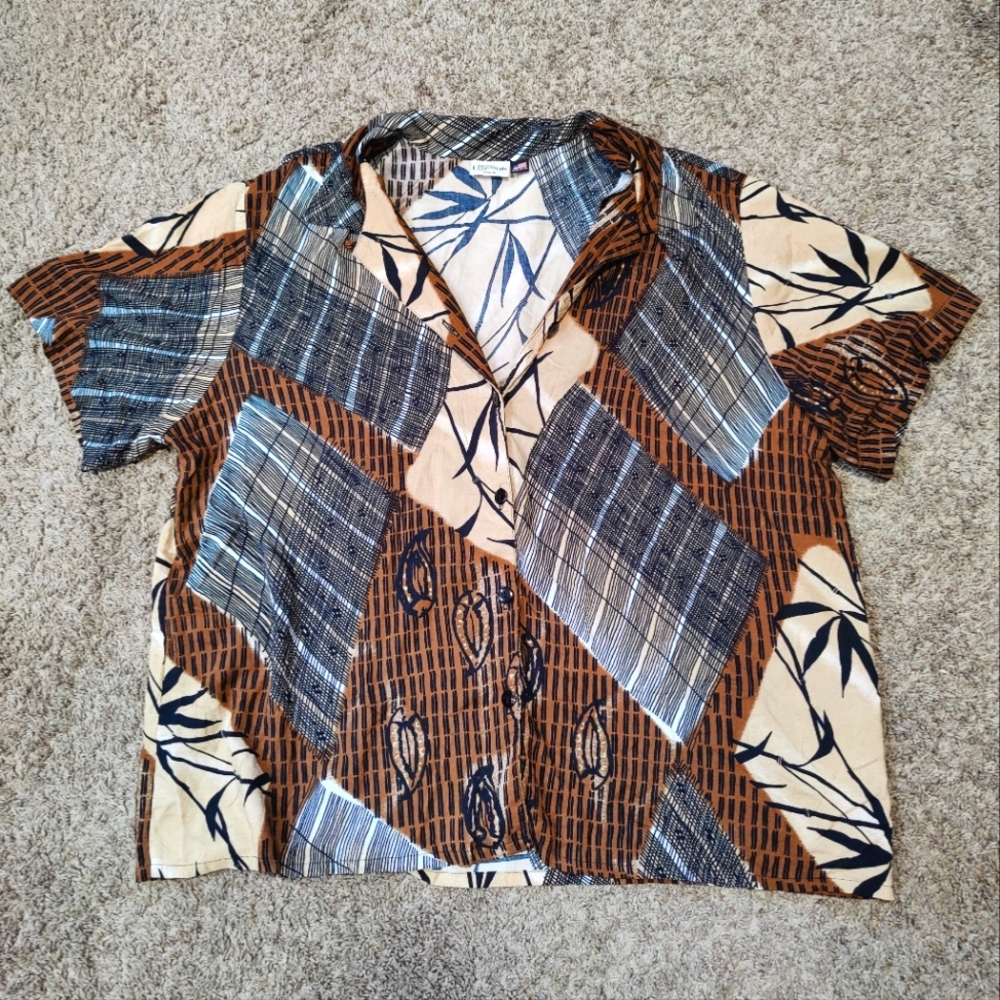 Women's Vintage Short Sleeve Button Down